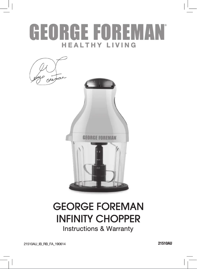 Page 1 of the manual User Manual George Foreman 21510AU