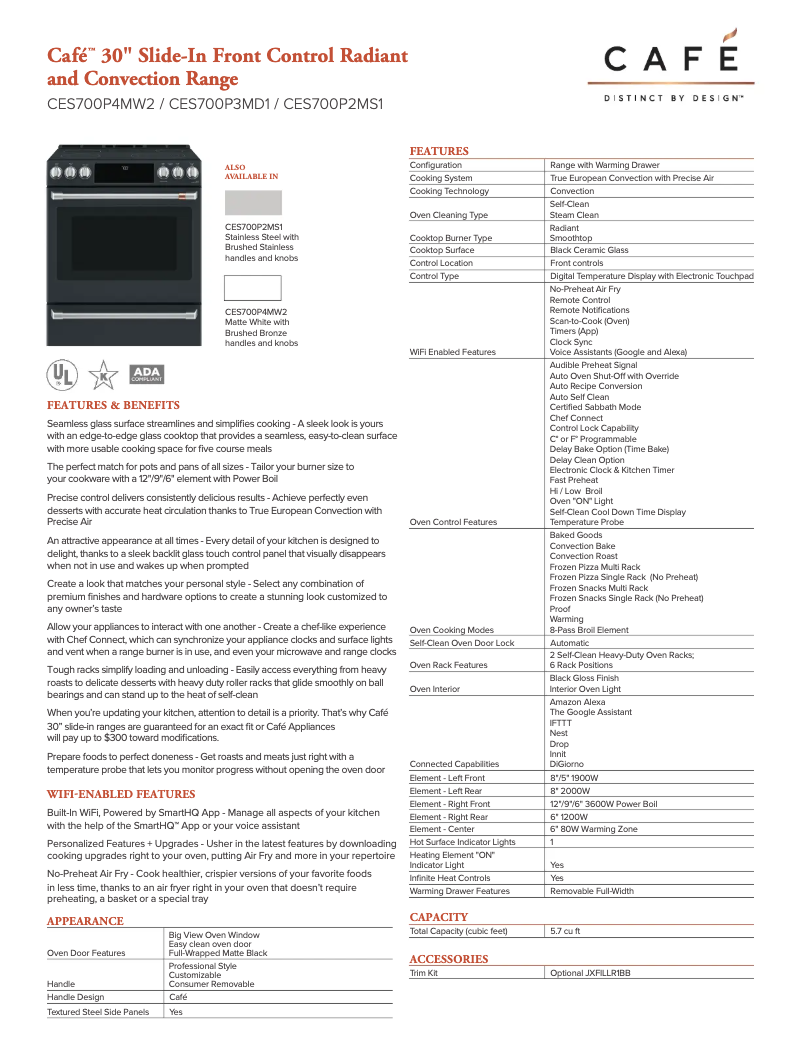 First page image of the manual for CES700P3MD1