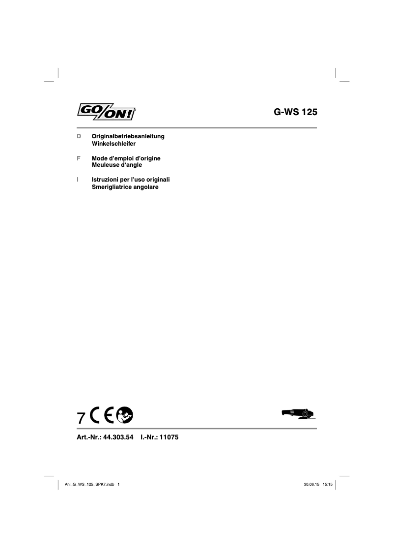 First page image of the manual for G-WS 125