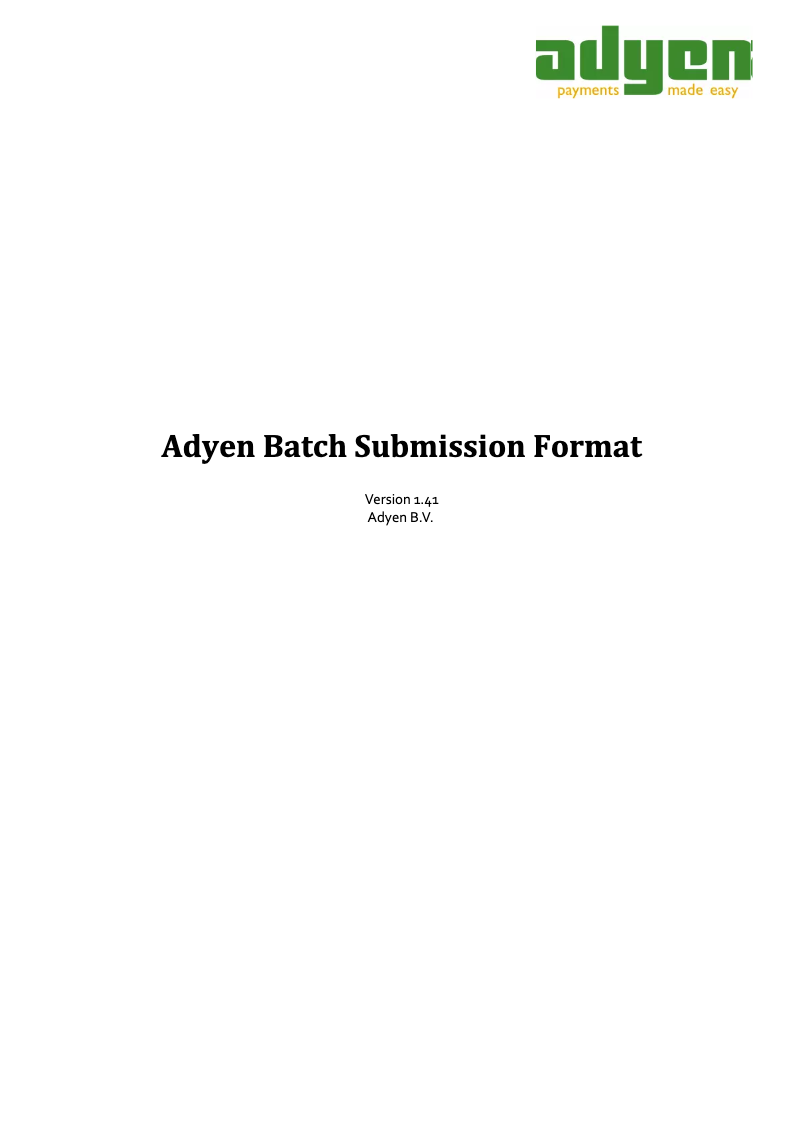 First page image of the manual for Batch Submission Format