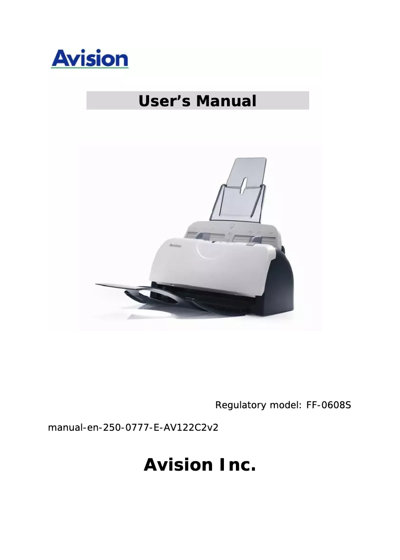 Page 1 of the manual User Manual Avision AV122C2