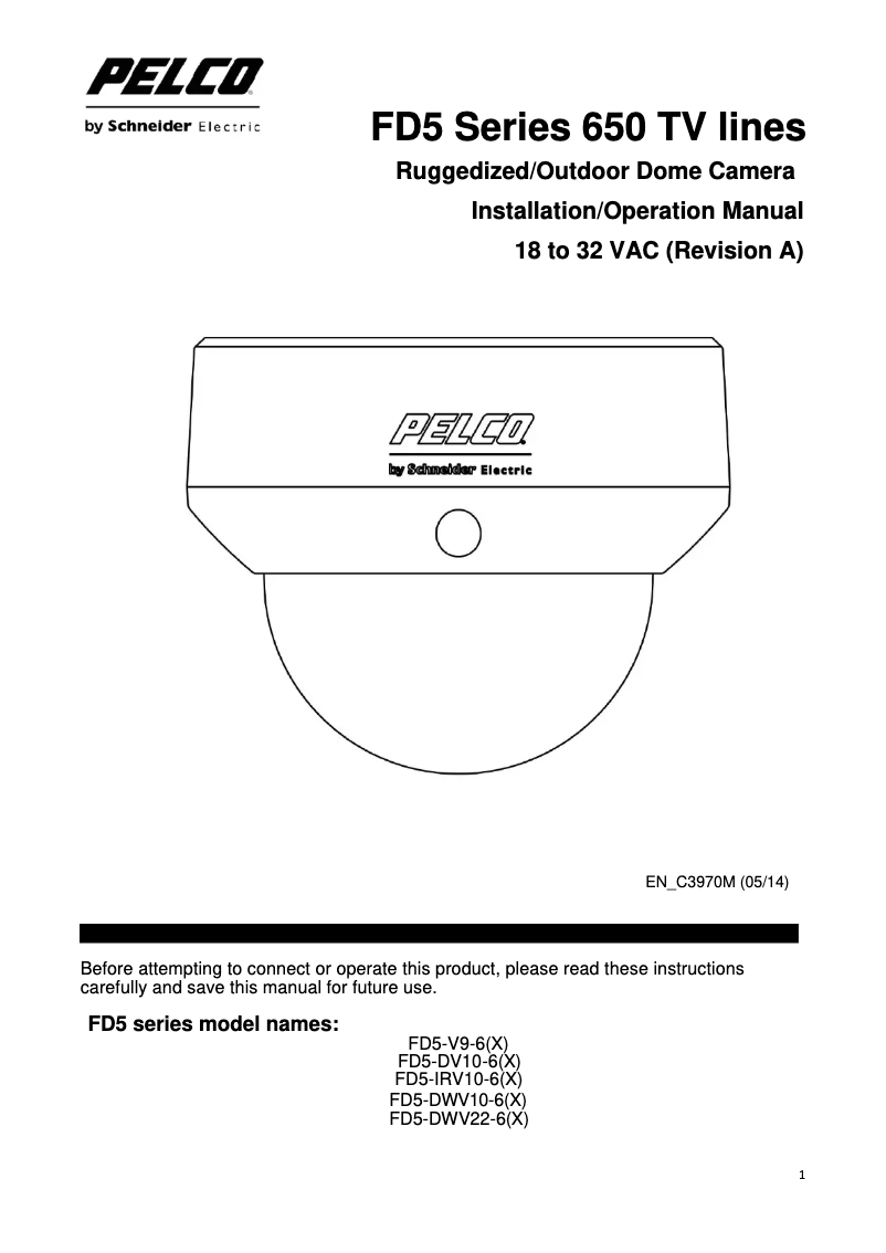 First page image of the manual for FD5-DV10-6