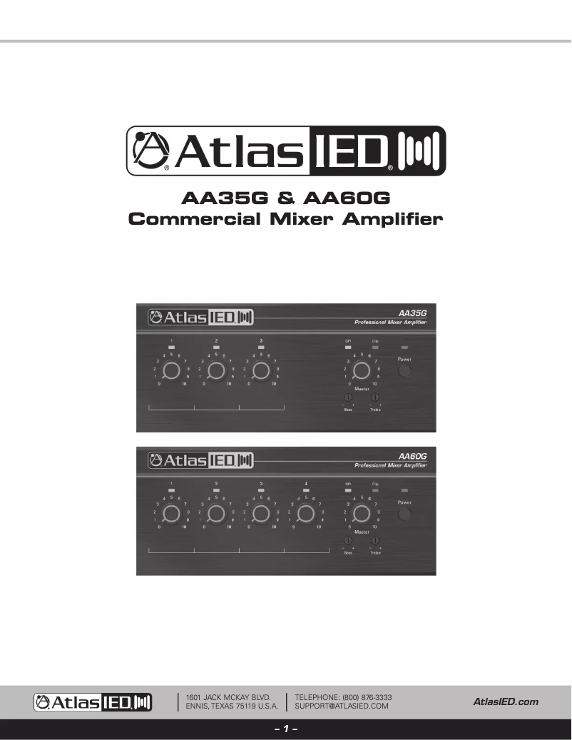 Page 1 de la notice Manuel utilisateur Atlas AA60G