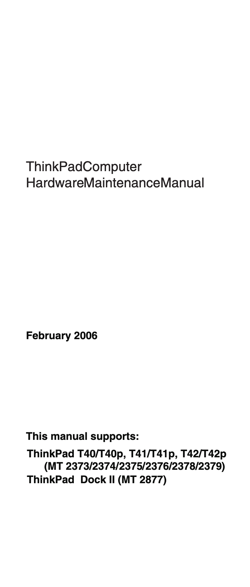 First page image of the manual for ThinkPad T42
