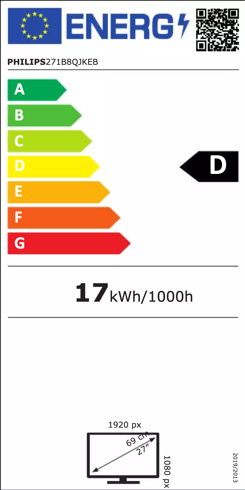 Page 1 of the manual Energy Label Philips 271B8QJKEB