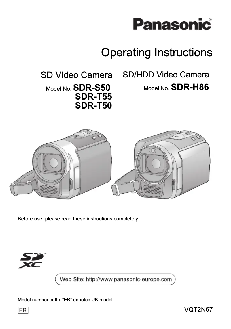 First page image of the manual for SDR-T55