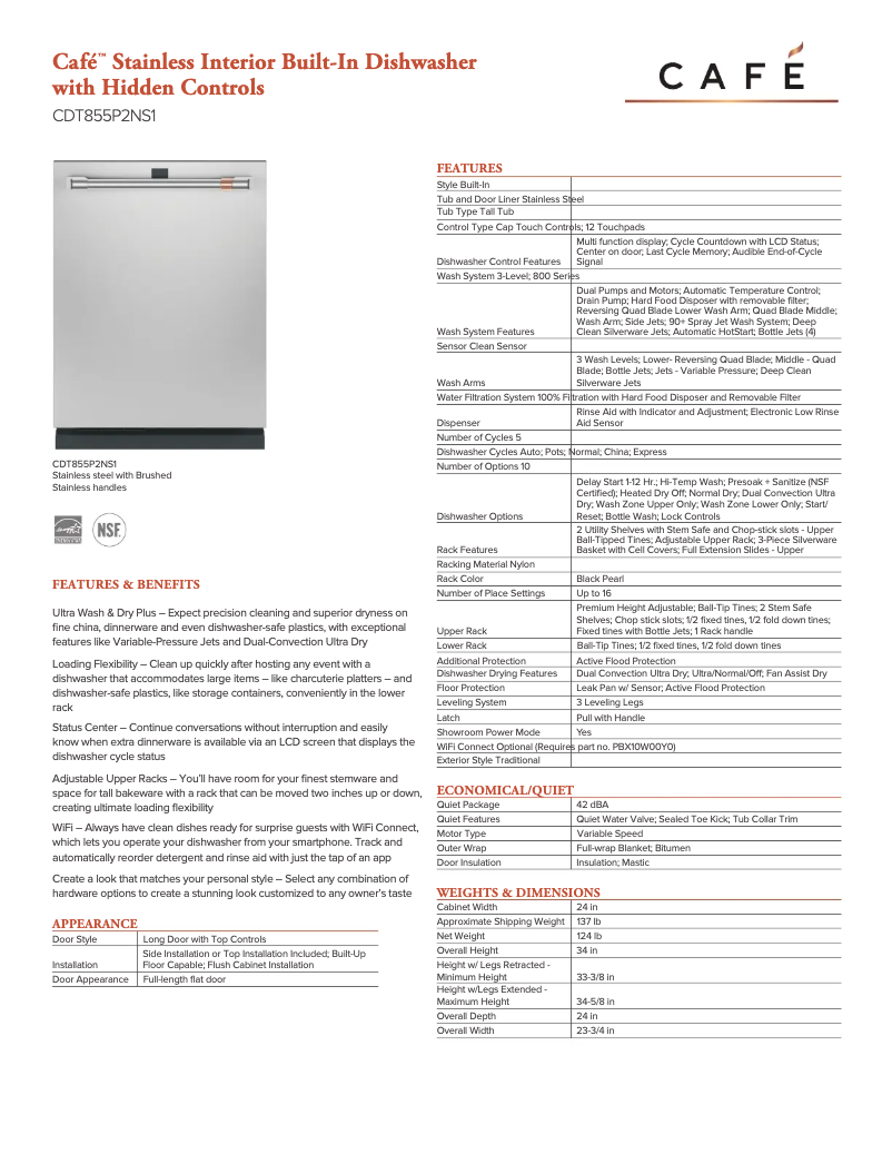 First page image of the manual for CDT855P2NS1