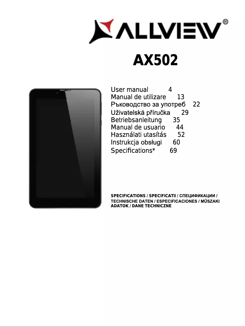 First page image of the manual for AX502
