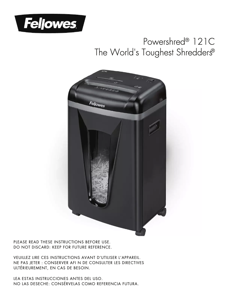 First page image of the manual for Powershred 121C