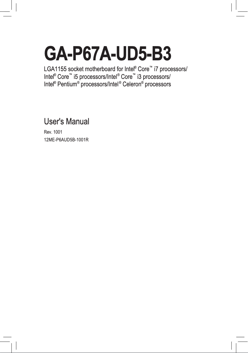 Page 1 of the manual User Manual Gigabyte GA-P67A-UD5-B3
