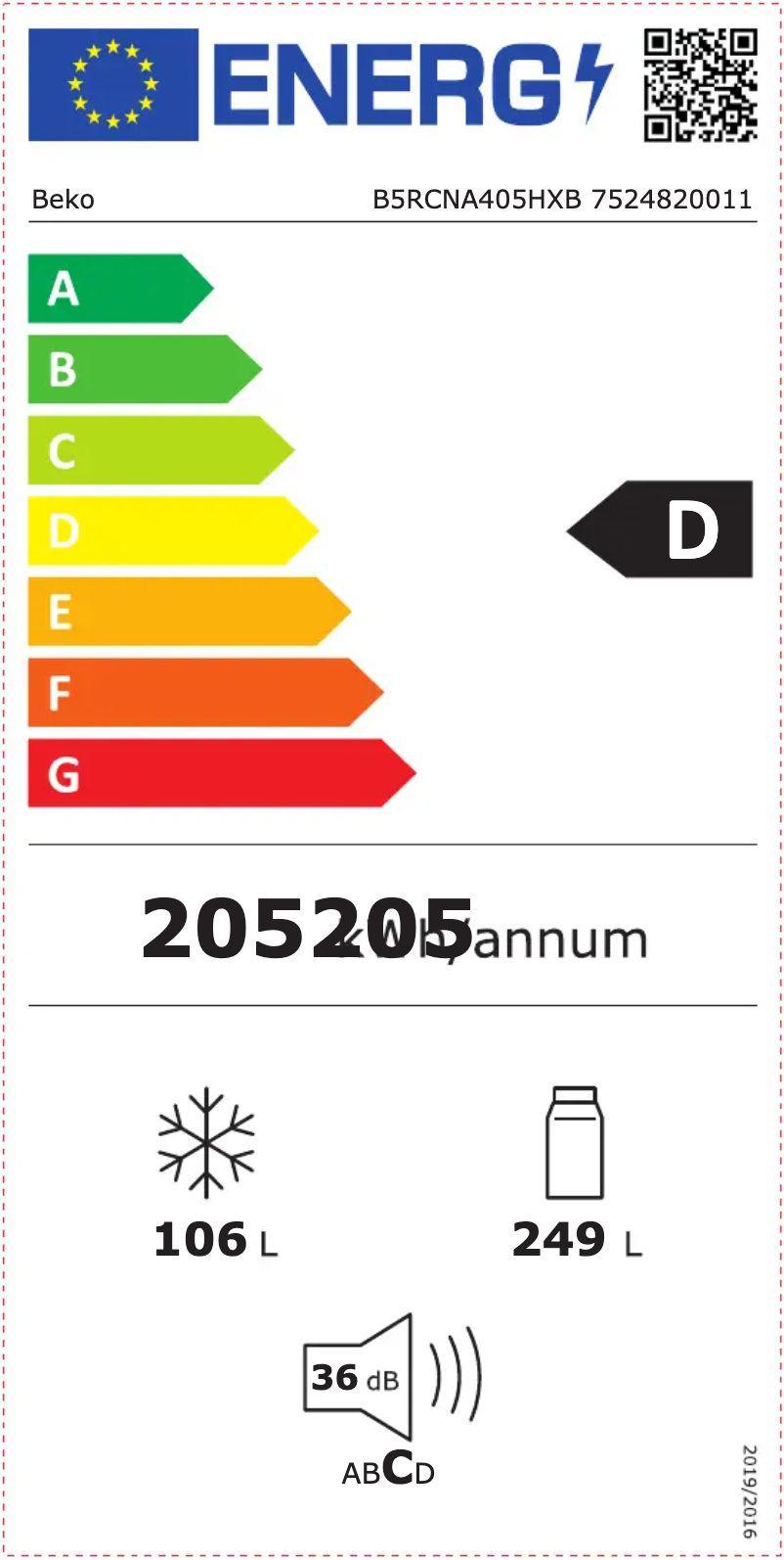 Page 1 of the manual User Manual Beko B5RCNA405HXB