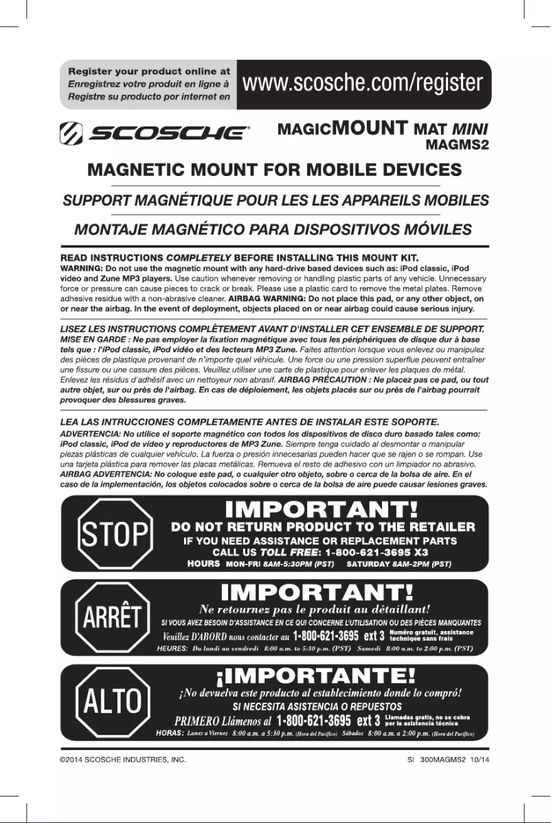 Page 1 of the manual User Manual Scosche MAGMS2