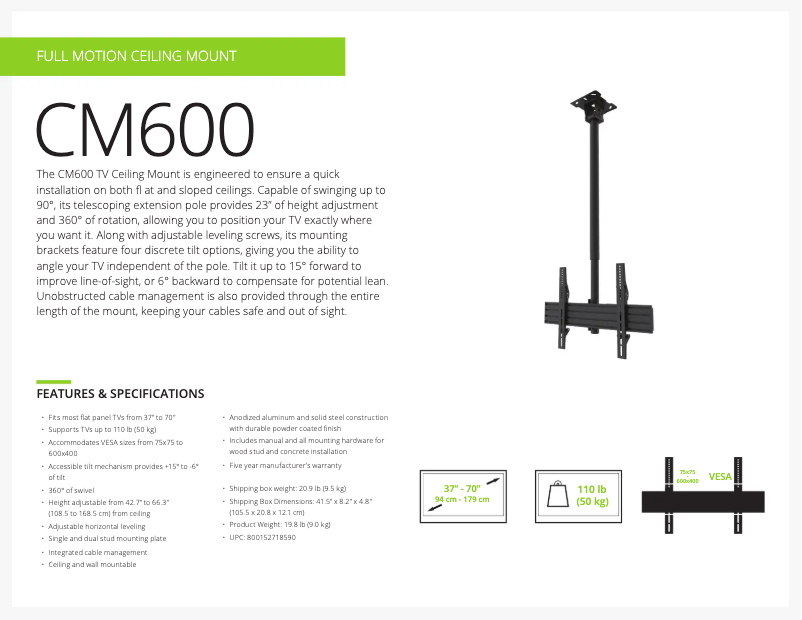 First page image of the manual for CM600W