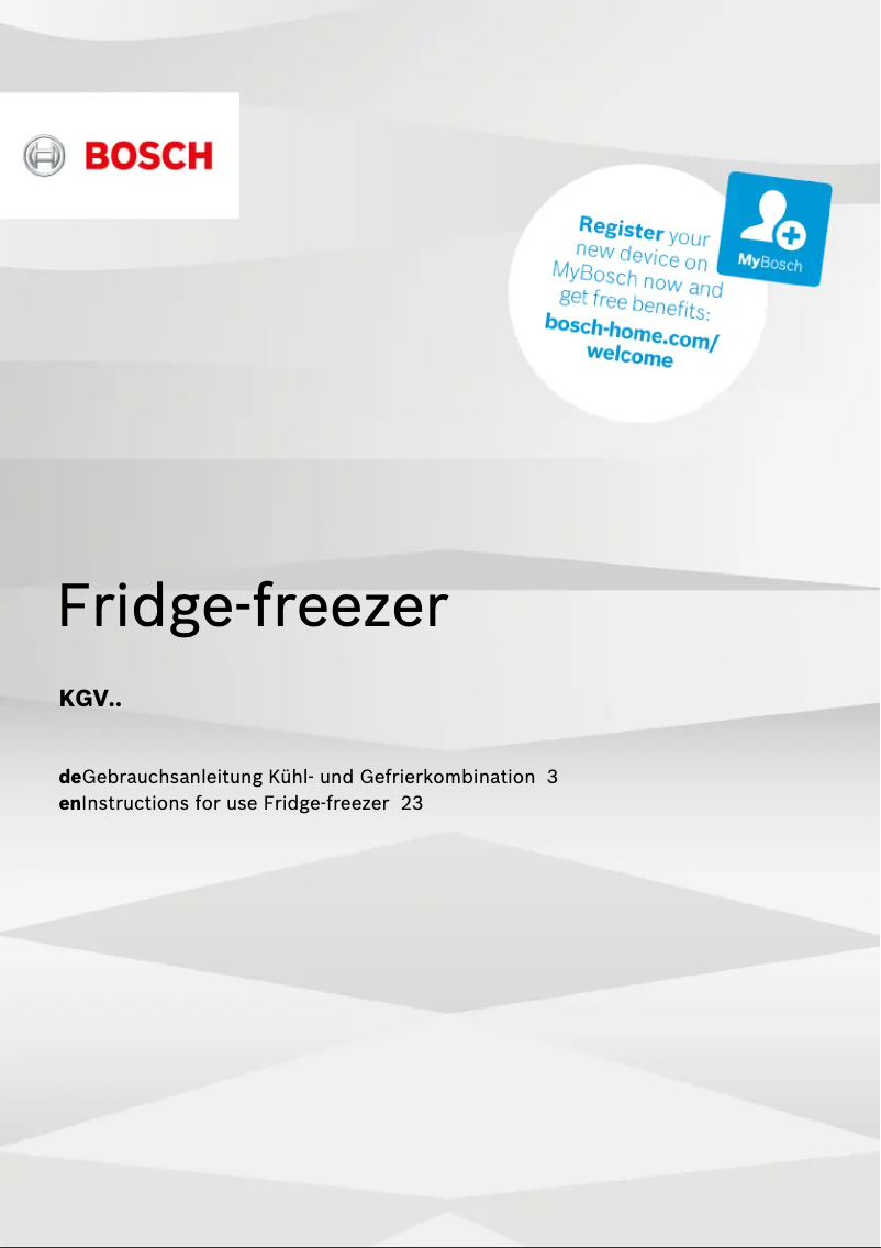 First page image of the manual for KGV36YL30