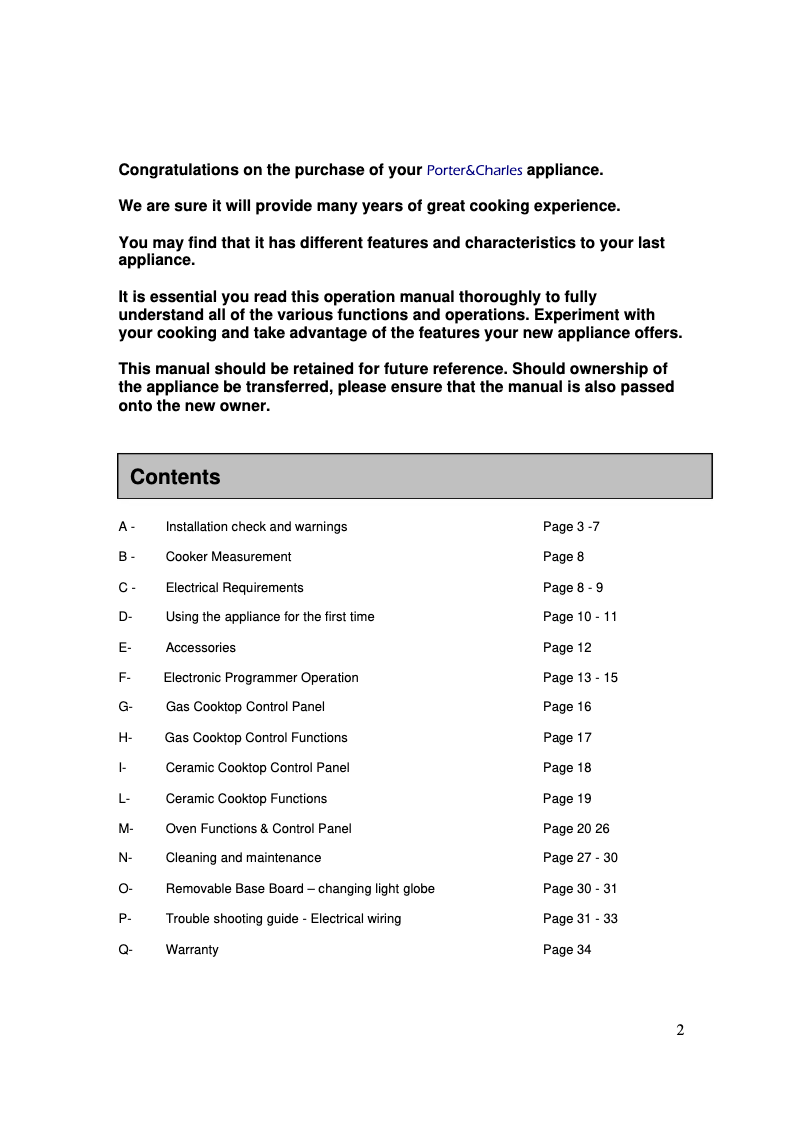 First page image of the manual for FEG90B3