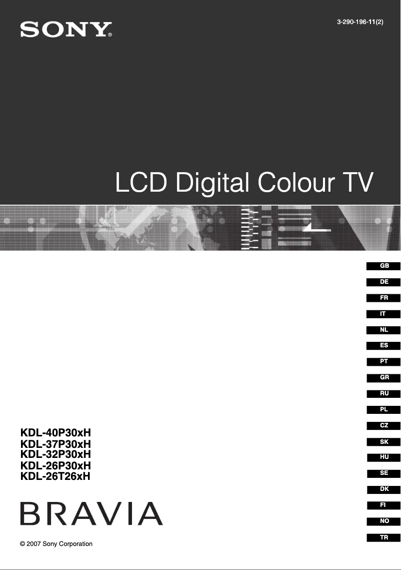 Page 1 of the manual User Manual Sony KDL-37P3000
