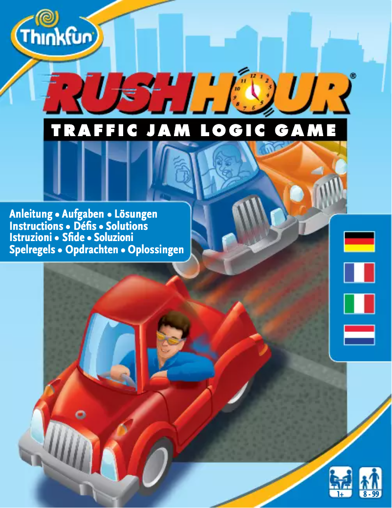 Page 1 of the manual User Manual ThinkFun Rush Hour Mitbringspiel