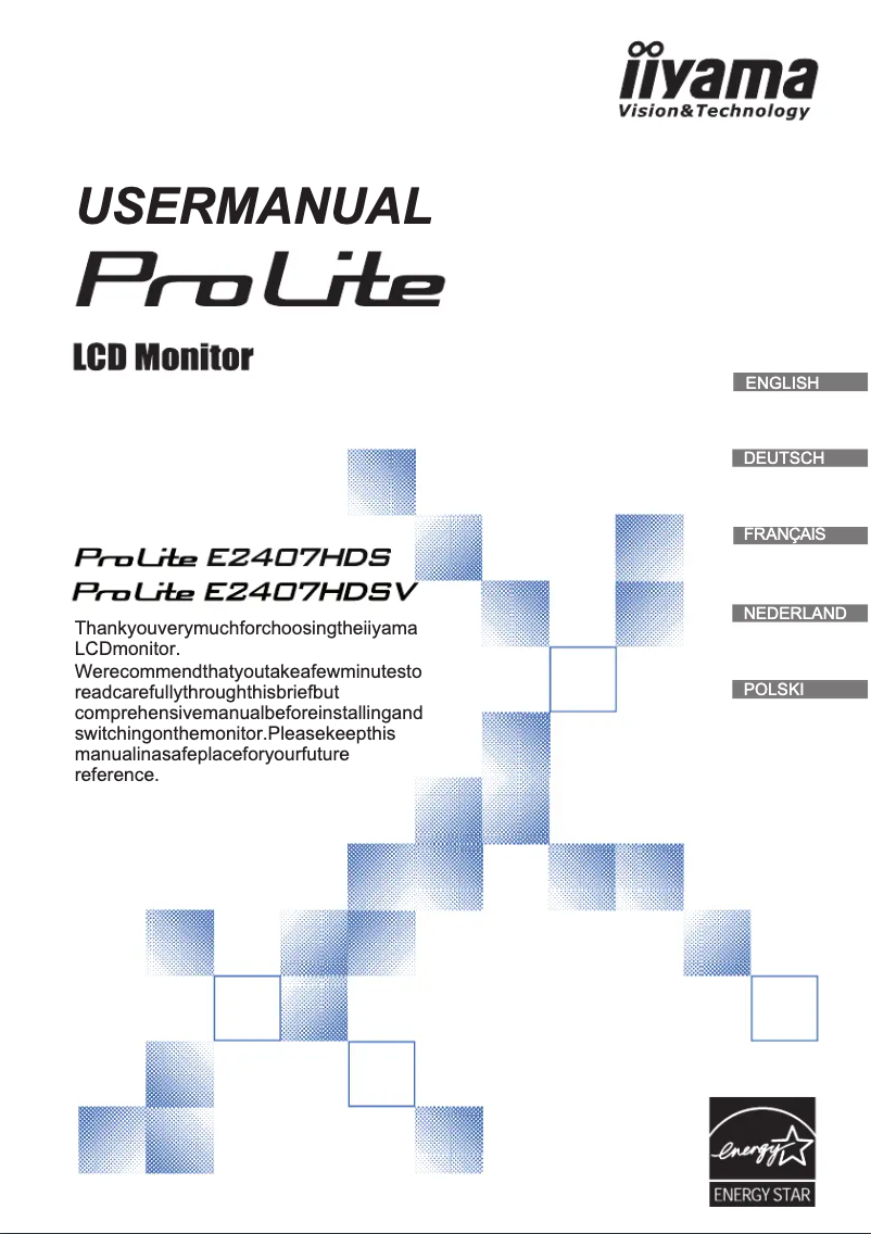 First page image of the manual for ProLite E2407HDSV