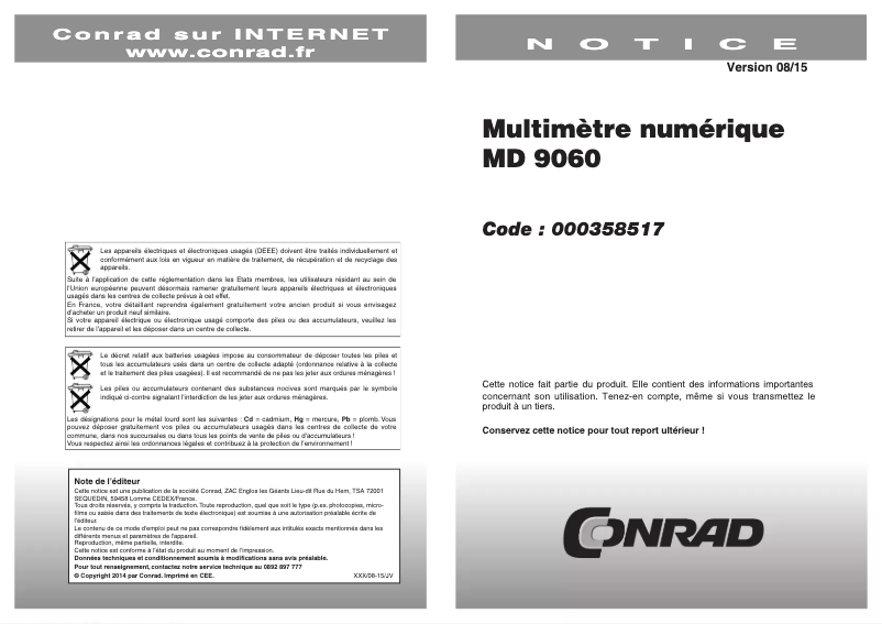 Page 1 of the manual User Manual Metrel MD 9060