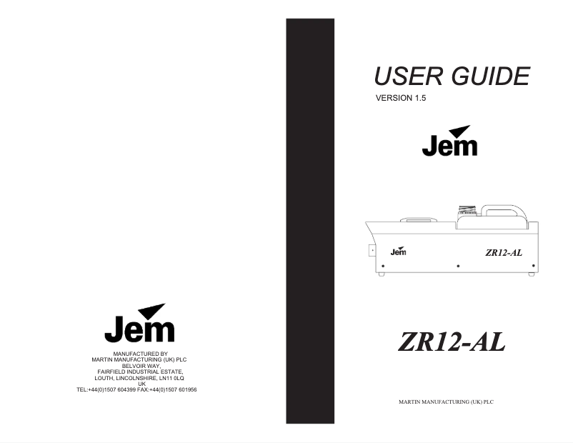 First page image of the manual for Jem ZR12 AL