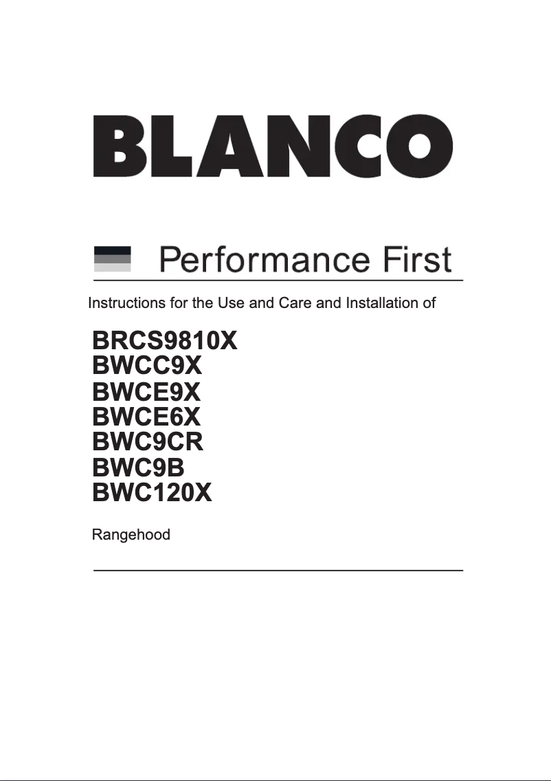 First page image of the manual for BWCE9X
