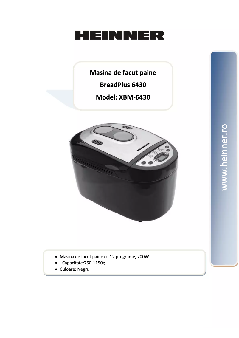 Page 1 of the manual User Manual Heinner BreadPlus XBM-6430