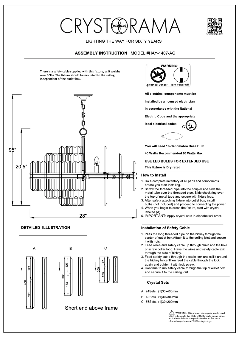 Page 1 of the manual User Manual Crystorama Hayes HAY-1407-AG
