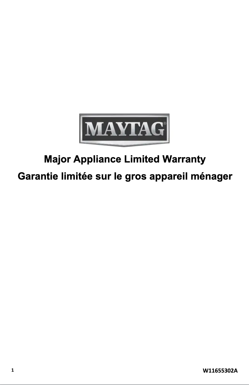 Page 1 of the manual Warranty Information Maytag MGD6630HW