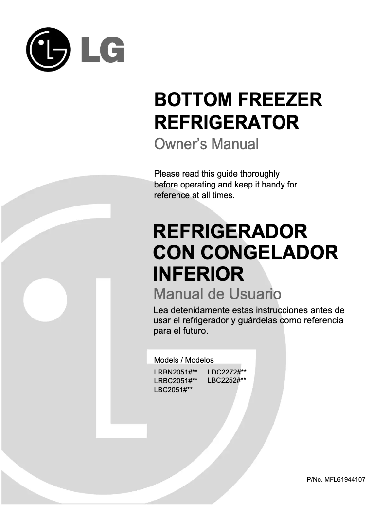 First page image of the manual for LBC22520TT