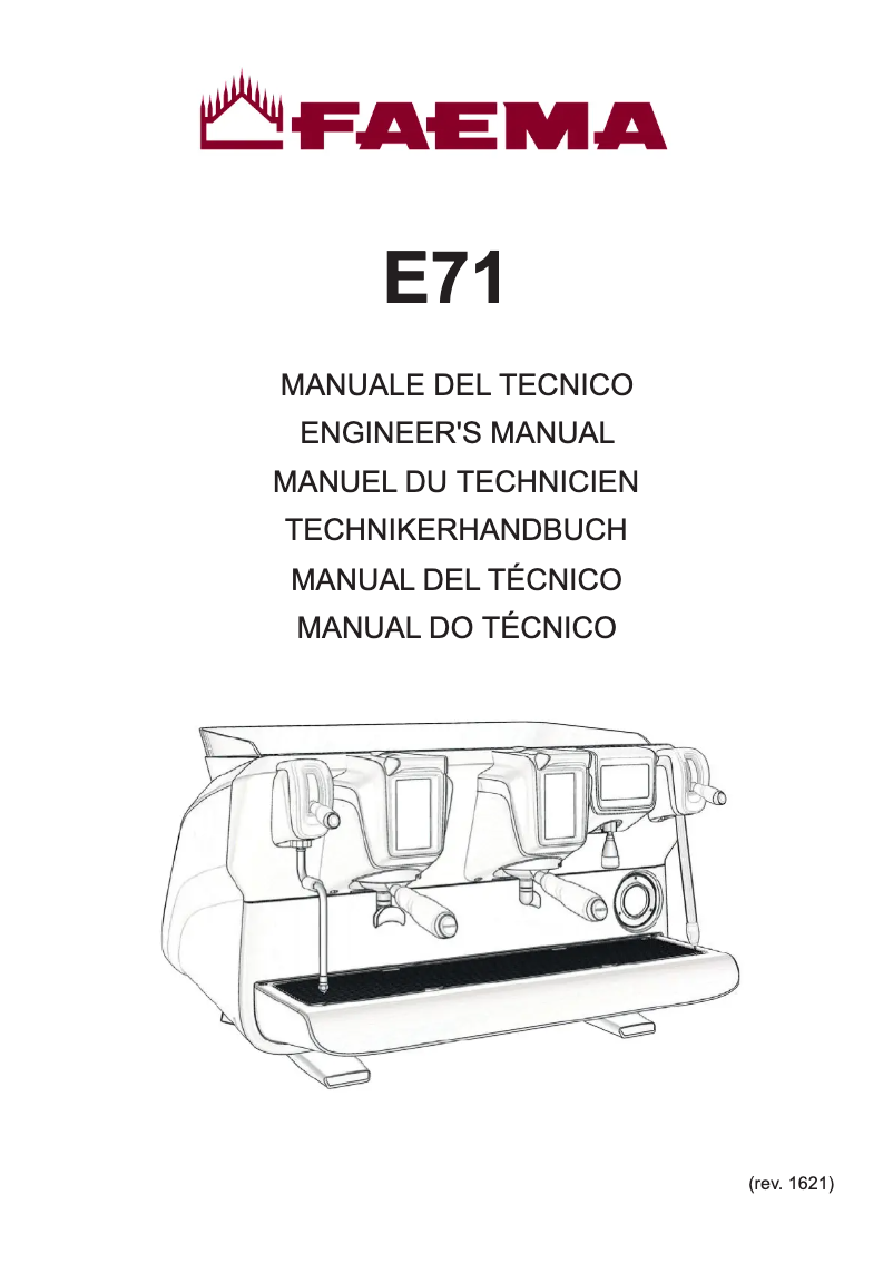 Page 1 of the manual User Manual Faema E71E