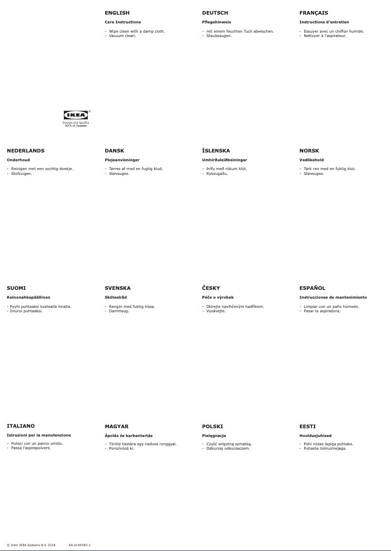 First page image of the manual for Tullsta