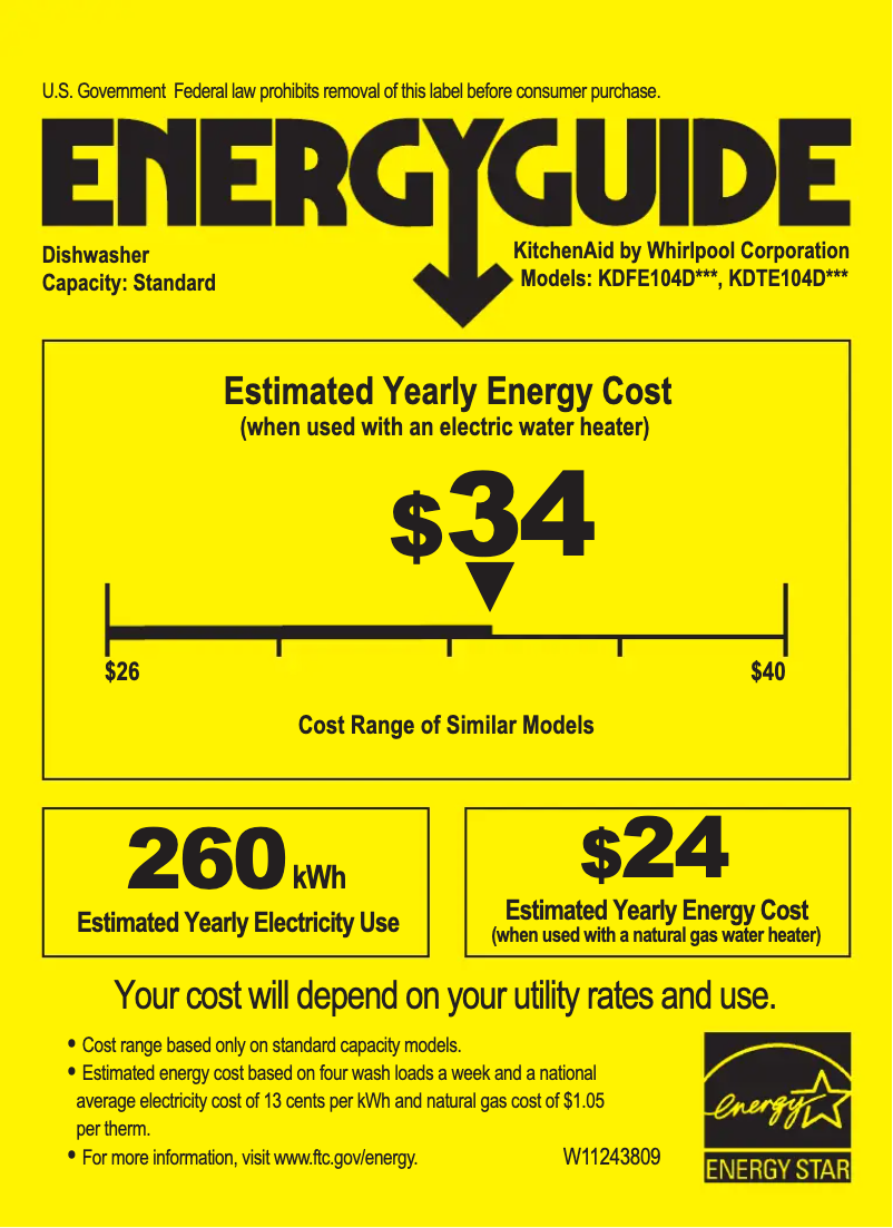 First page image of the manual for KDFE104D