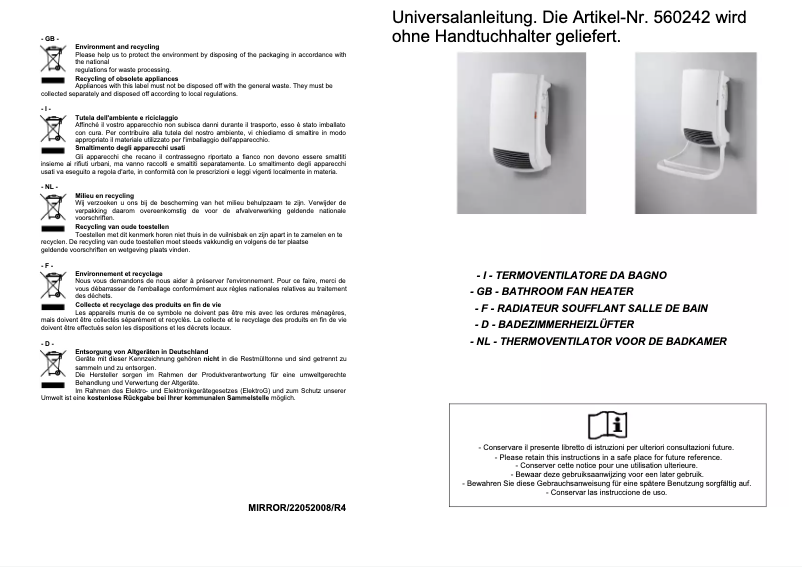 Page 1 of the manual User Manual Aurora Mirror