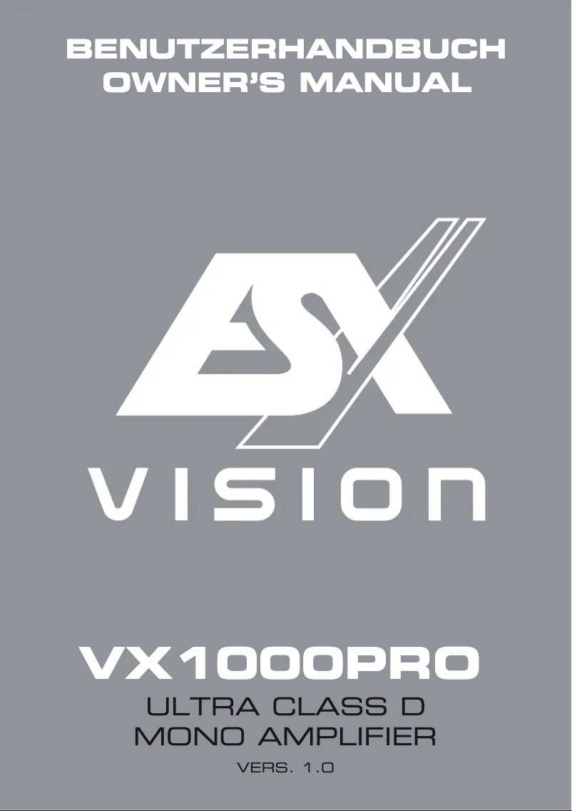 First page image of the manual for Vision VX1000 PRO
