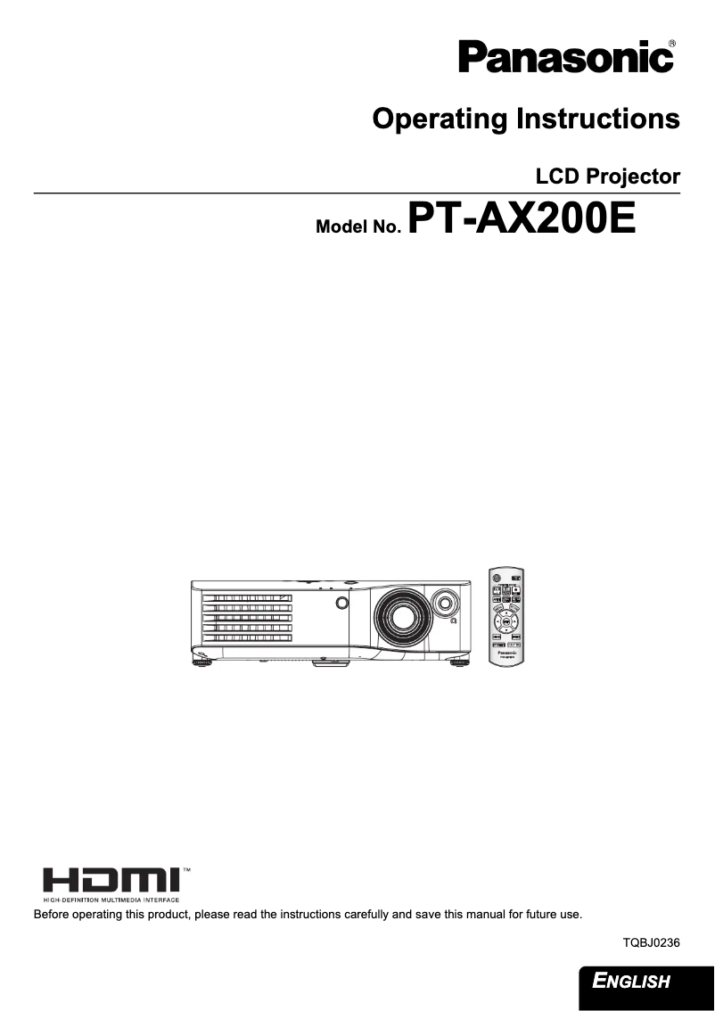 First page image of the manual for PT-AX200E