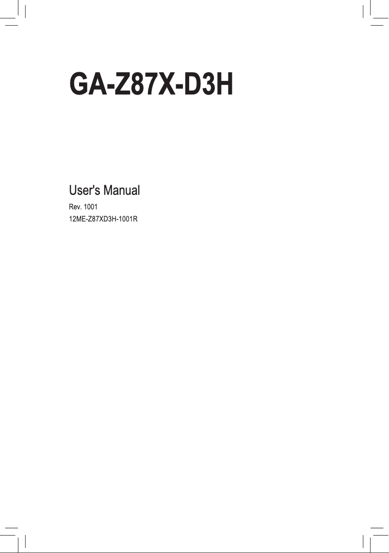 First page image of the manual for GA-Z87X-D3H