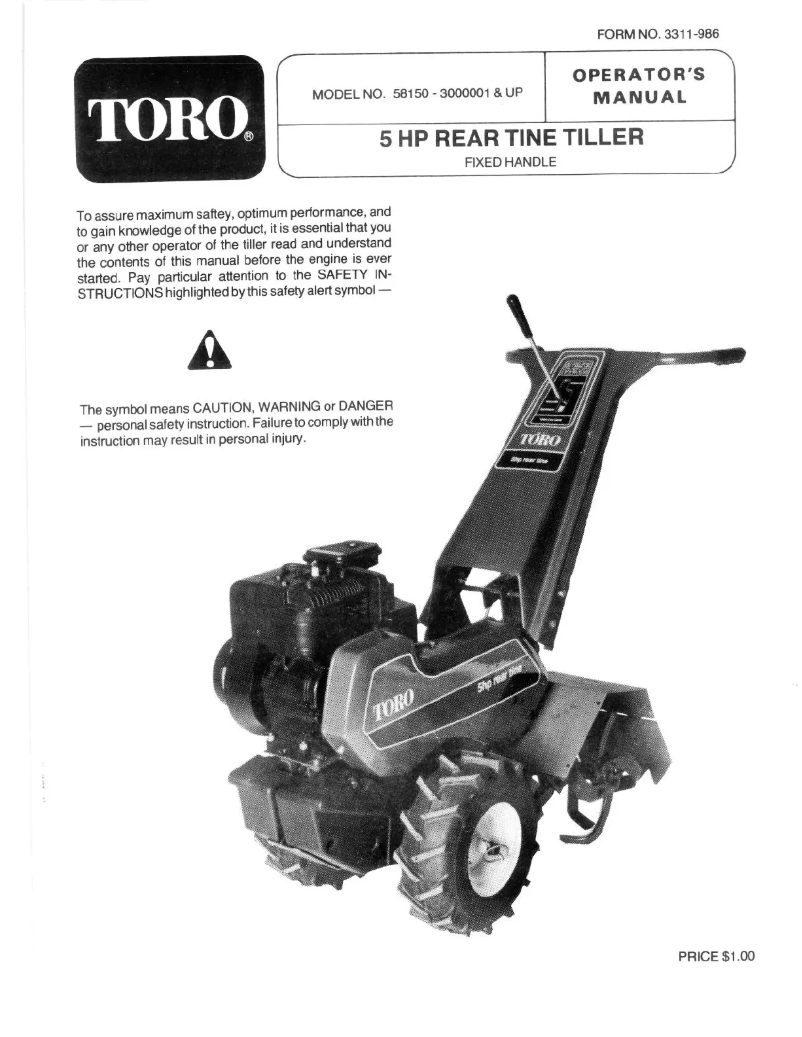 Page 1 of the manual User Manual Toro 58150