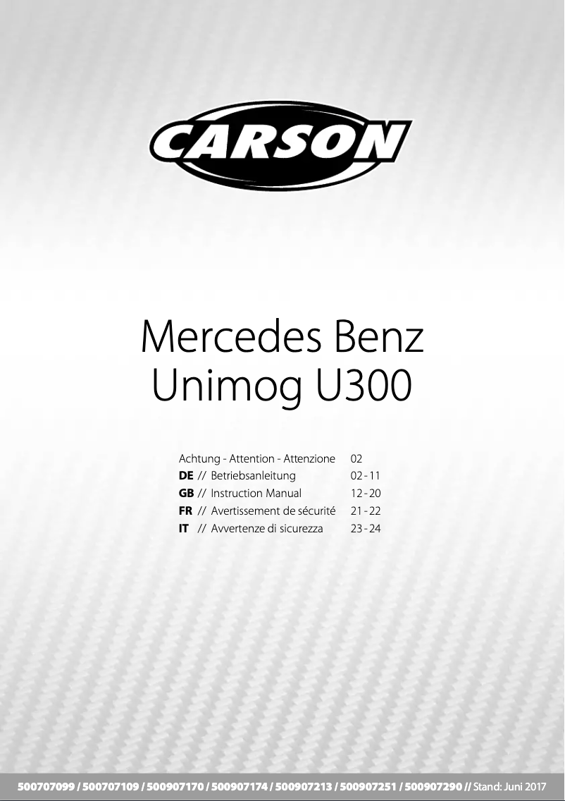 Page 1 of the manual User Manual Carson Unimog U300