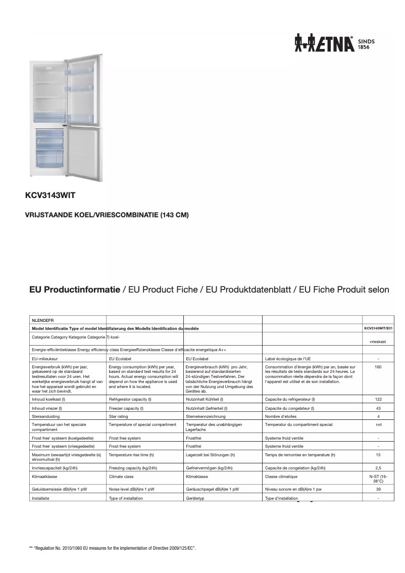 First page image of the manual for KCV3143WIT