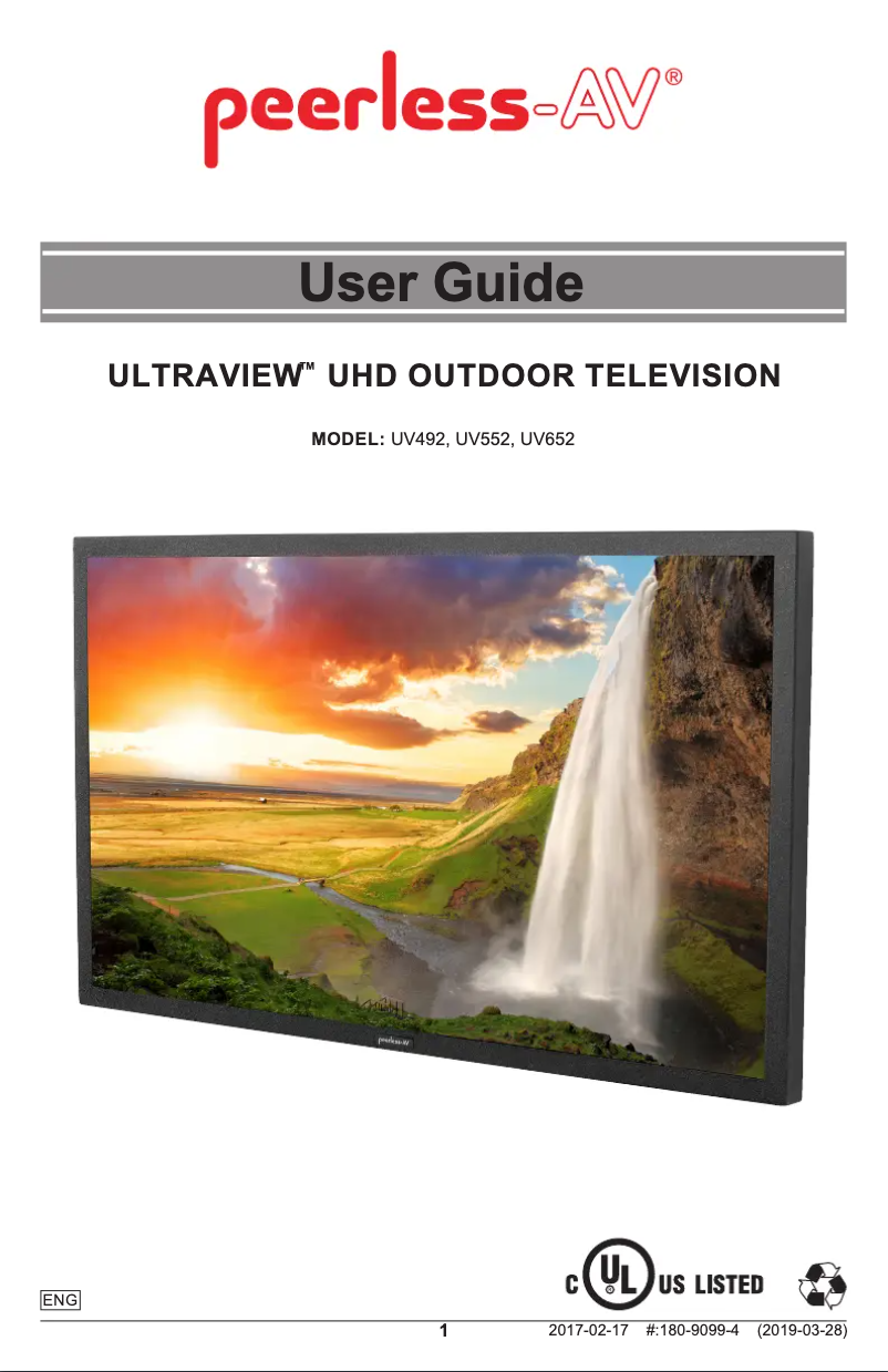 Page 1 of the manual User Manual Peerless-AV UltraView UV652
