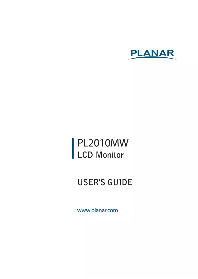 Page 1 of the manual User Manual Planar PL2010MW