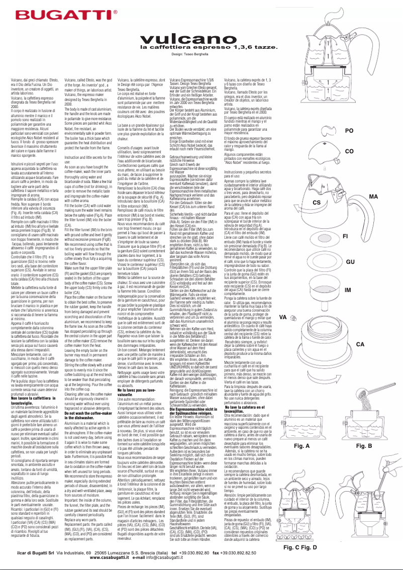 Page 1 of the manual User Manual Bugatti Vulcano