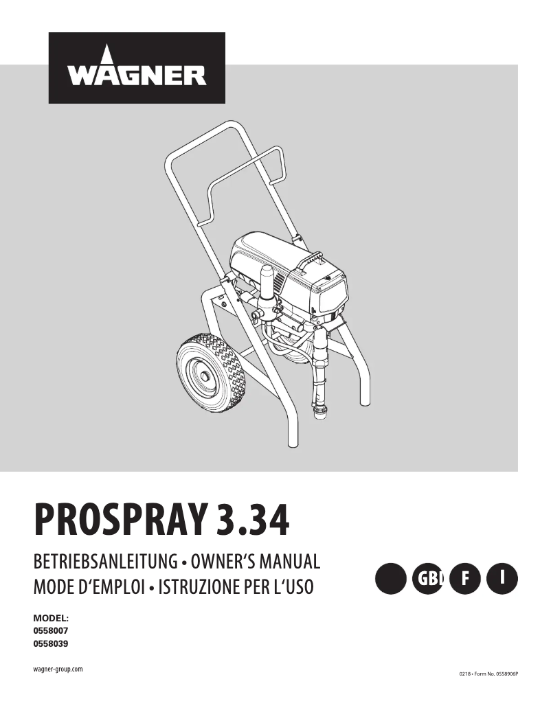 First page image of the manual for ProSpray 3.34