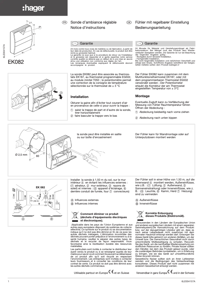 First page image of the manual for EK082