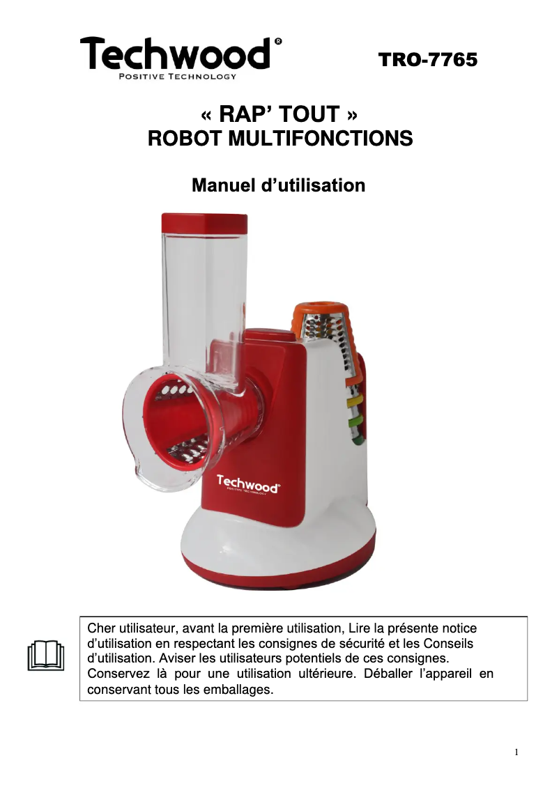 Image de la première page du manuel de l'appareil TRO-7765