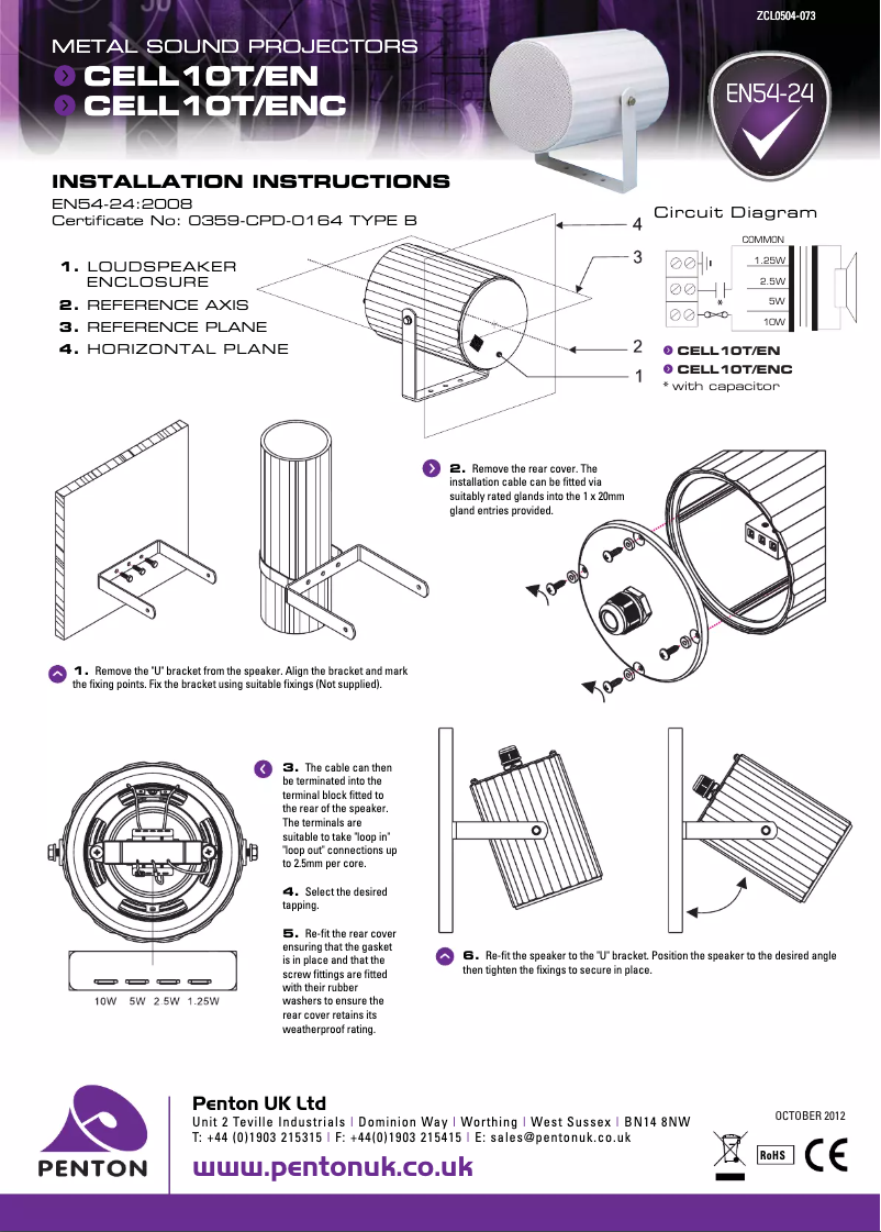 First page image of the manual for CELL10T/EN
