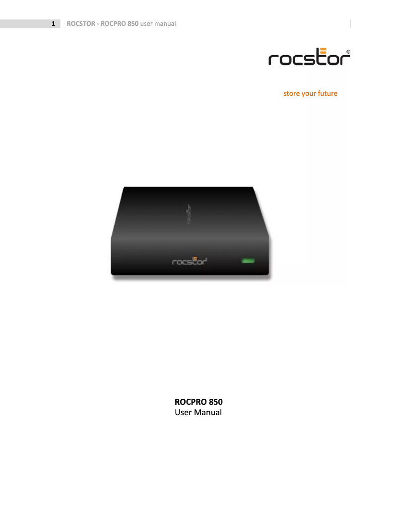 Page 1 of the manual User Manual Rocstor Rocpro 850