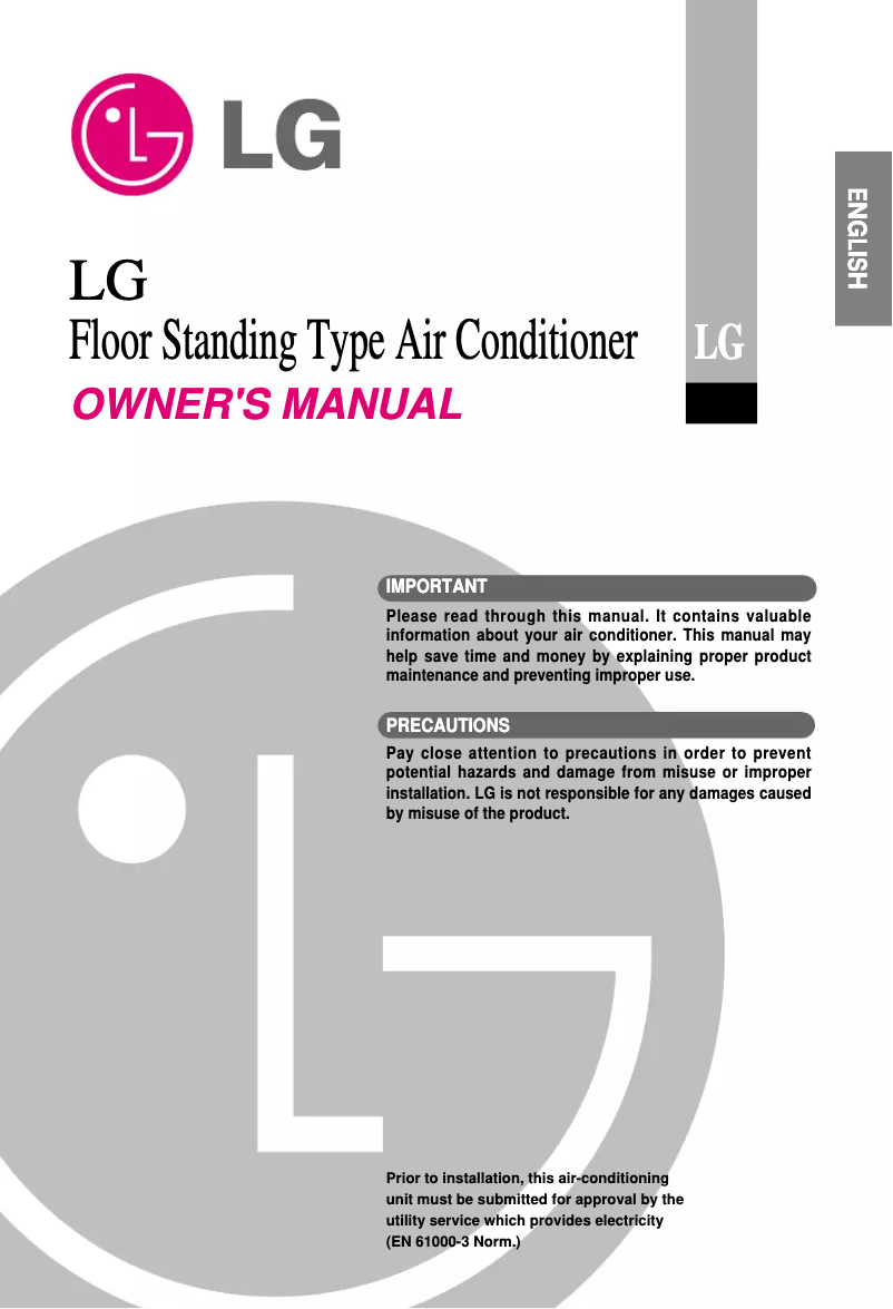 First page image of the manual for LPNK30638A