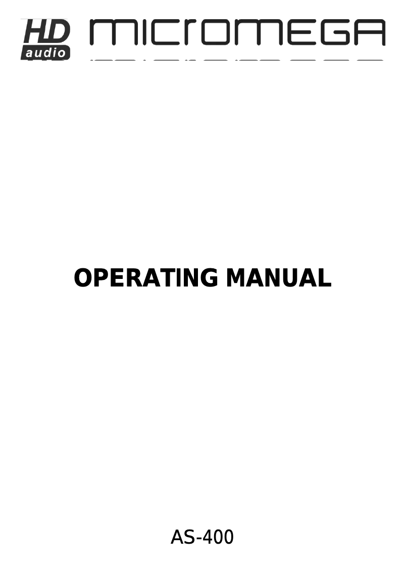 Page 1 of the manual User Manual Micromega AS-400