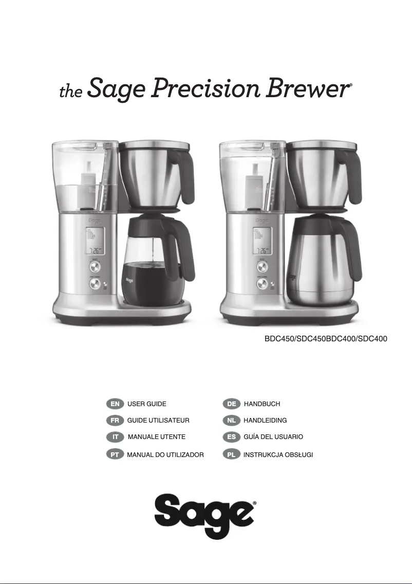 Page 1 of the manual User Manual Sage the Precision Brewer SDC400